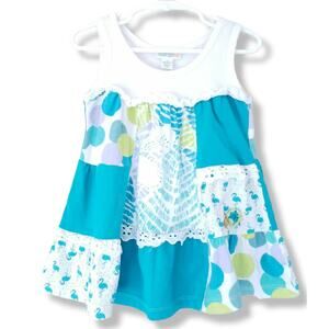 Naartjie Girls 4 Tropical Beach Patch Block Tunic Tank Teal